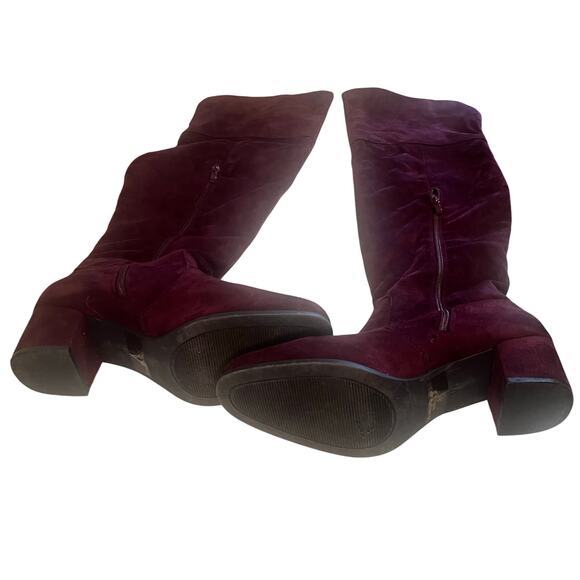 Burgundy over the knee faux suede boots with a 2.5” heel, women’s size 11-EUC - Picture 3 of 6
